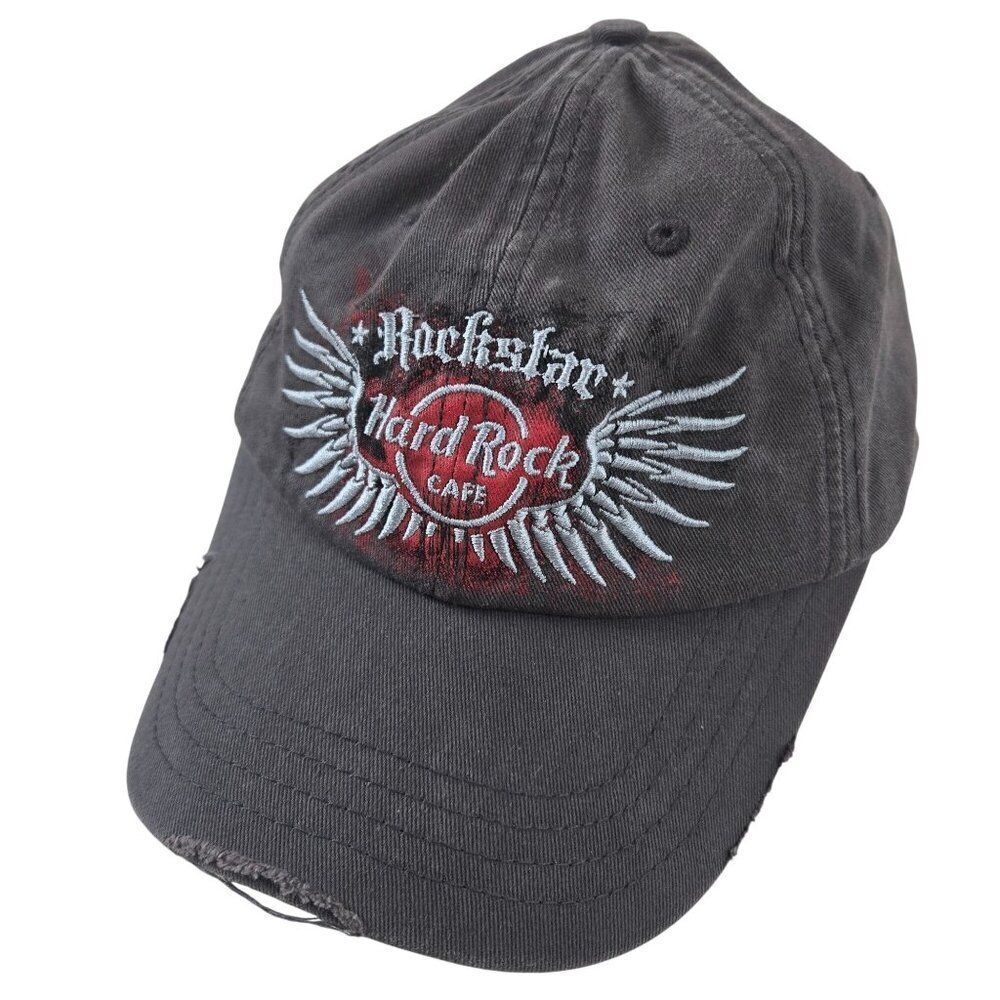 Vintage Hard Rock Cafe Rockstar Distressed Gray Baseball Cap Hat Washington D.C.